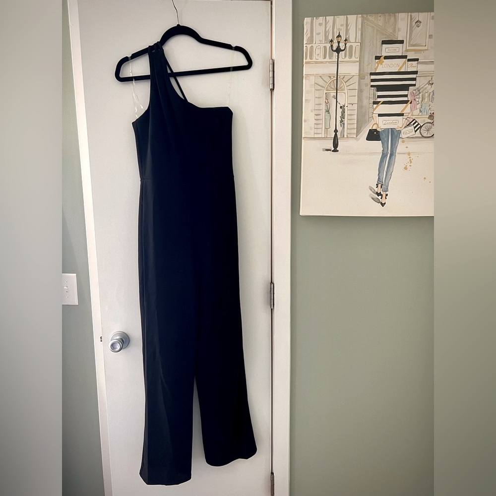 One-shoulder jump suit, black, size small